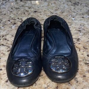 Tory Burch Black Leather Ballet Flats